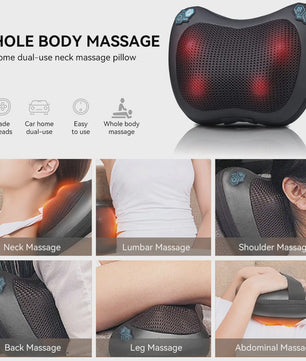 Elektrische Nekmassager Kussen met Warmte & Vibratie - Diepe Kneedmassage