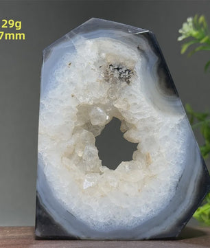 Zwarte Agaat Kristal Geode Obelisk - Natuurlijke Decoratie & Meditatie Steen