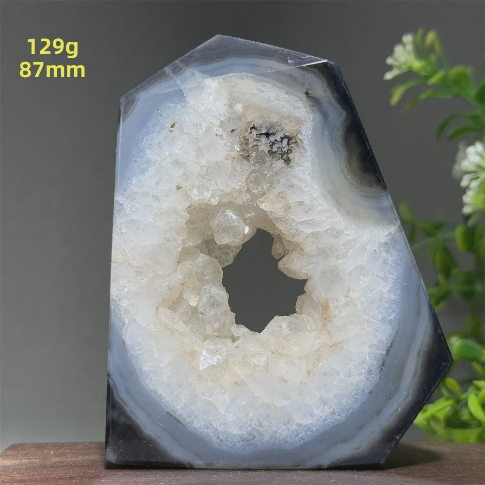 Zwarte Agaat Kristal Geode Obelisk - Natuurlijke Decoratie & Meditatie Steen