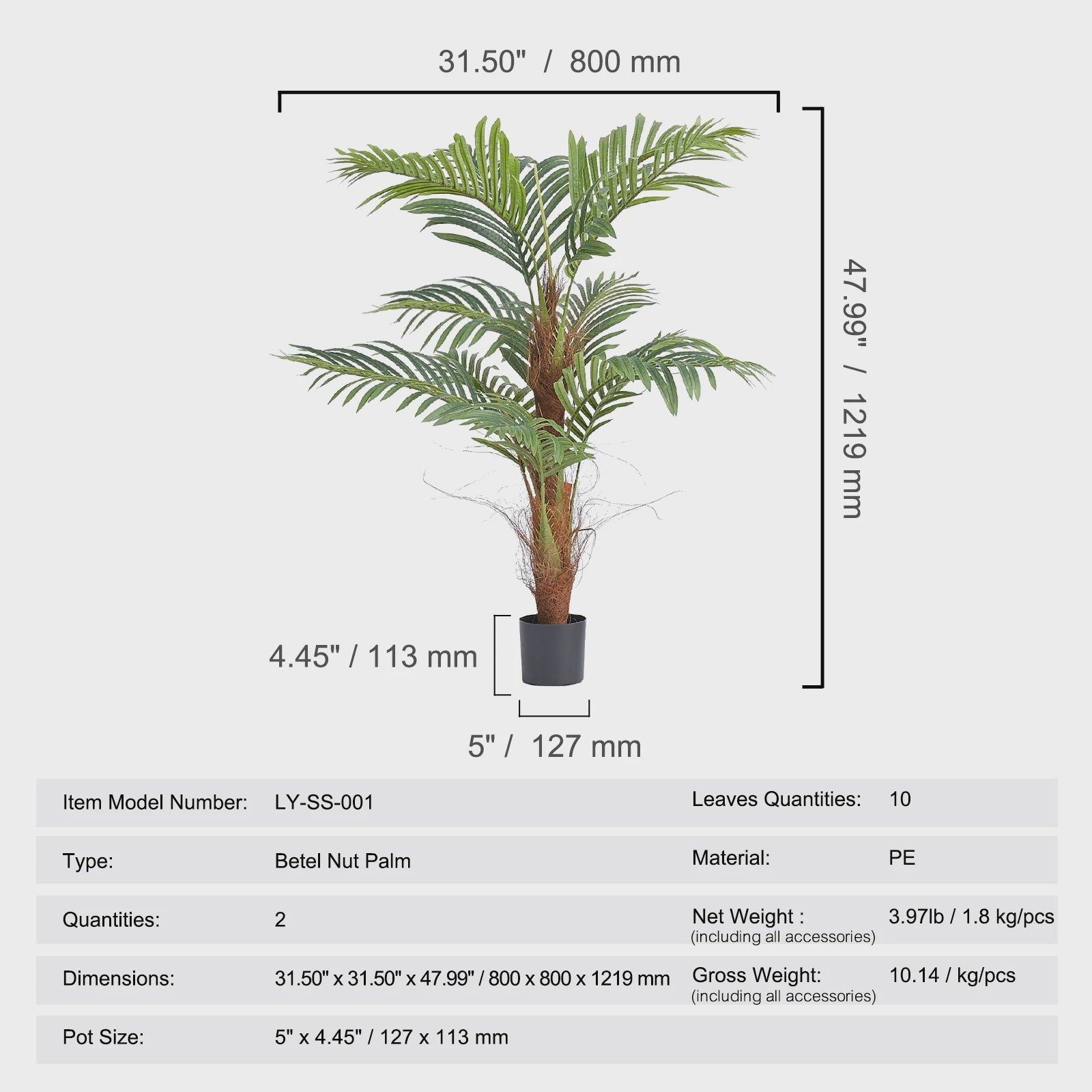 Kunstpalmboom 120-180 cm - Onderhoudsvriendelijk & Anti-omval Bescherming