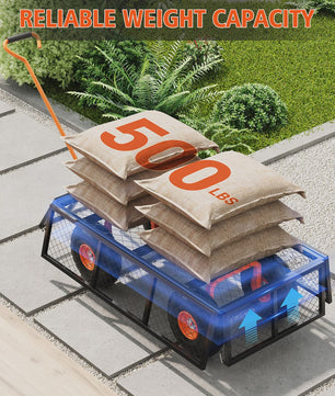 Robuuste Stalen Tuinwagen - 400kg Laadvermogen, Afneembare Zijden, All-Terrain Wielen