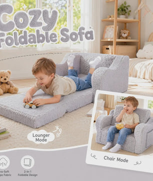 Comfortabele Kinderbank 2-in-1: Uitklapbare Speelstoel met Zachte Sherpa Coating