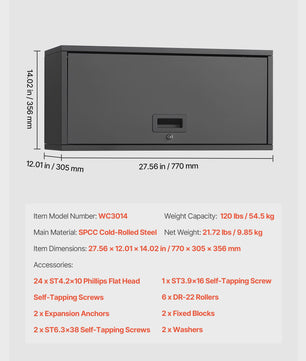 Robuust Metalen Wandkast - 77cm Breed - Garage & Werkplaats