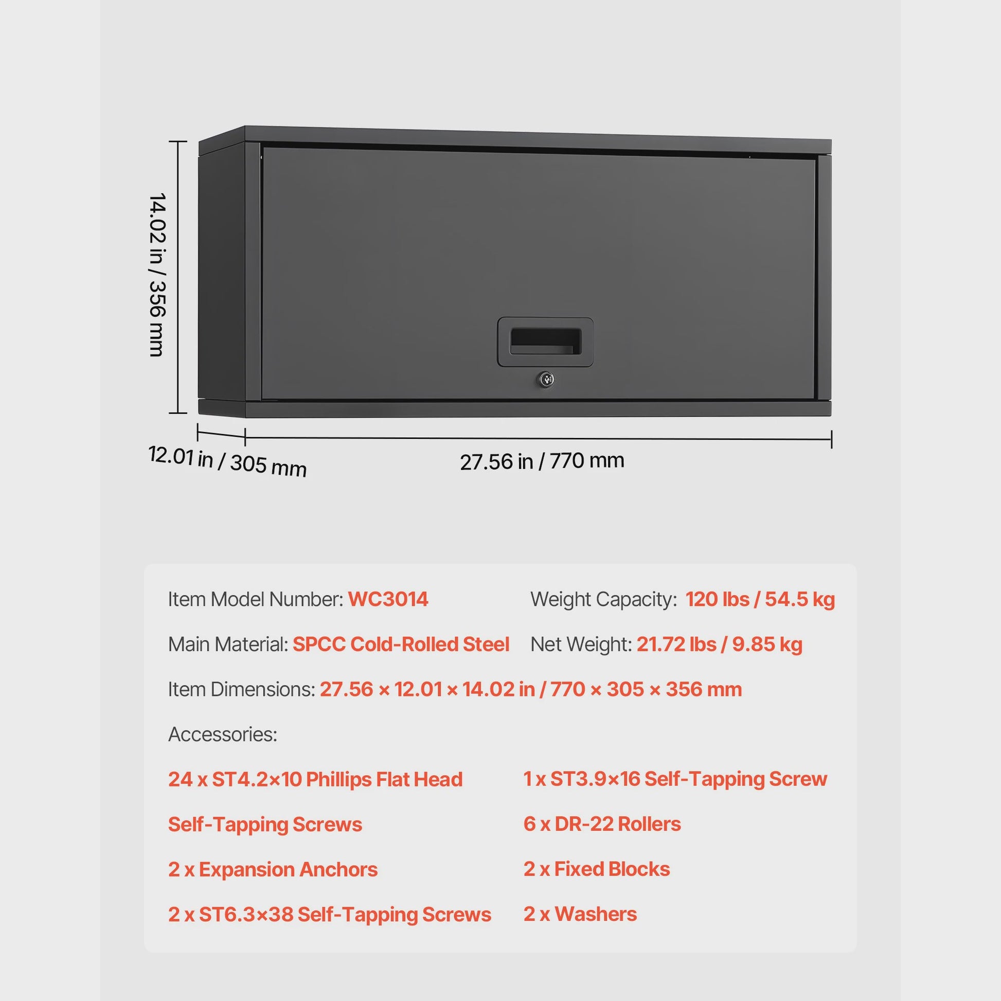 Robuust Metalen Wandkast - 77cm Breed - Garage & Werkplaats