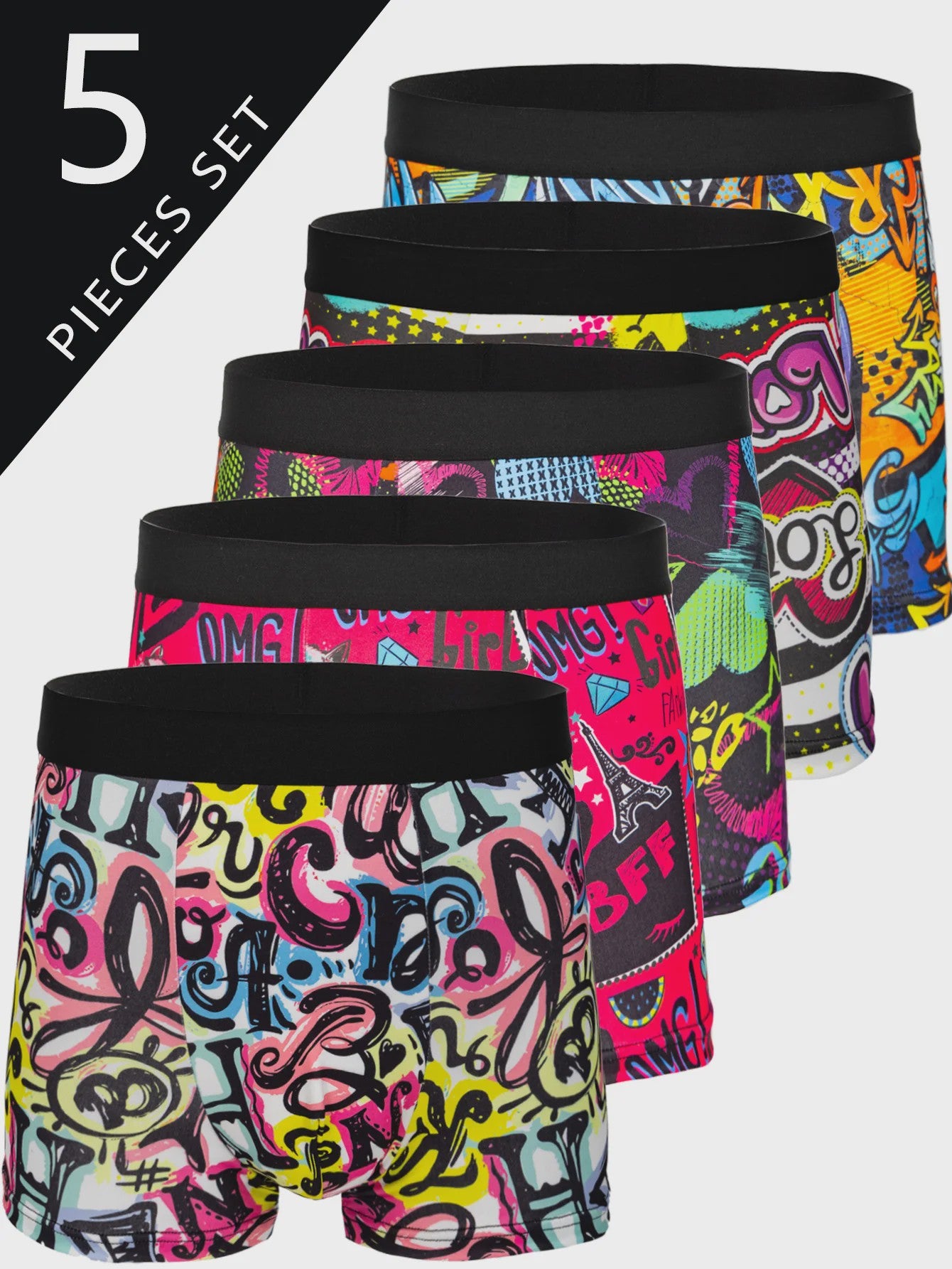 10-Pack Heren Boxershorts - Comfortabel, Zacht & Stijlvol Grafitti Print