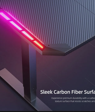 Elektrisch Verstelbaar Gaming Bureau met LED Verlichting en Carbon Fiber Oppervlak - Sit-Stand Werkstation