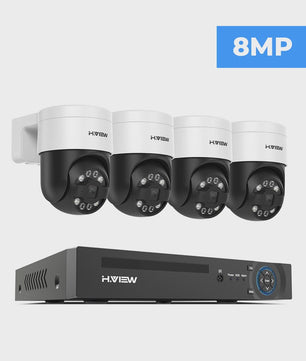 H.VIEW 8-Kanaals 4K/8MP Beveiligingscamera Systeem met PTZ & Humanoid Detectie - Complete Kit