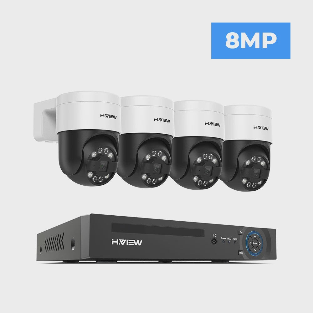 H.VIEW 8-Kanaals 4K/8MP Beveiligingscamera Systeem met PTZ & Humanoid Detectie - Complete Kit