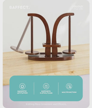 Houten Garenhouder met 2 Roterende Spindels & Opbergvak - Ideaal voor Breien en Haken