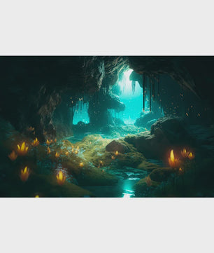 3D Aquarium Achtergrond Poster - Onderwater Grot Landschap Decor