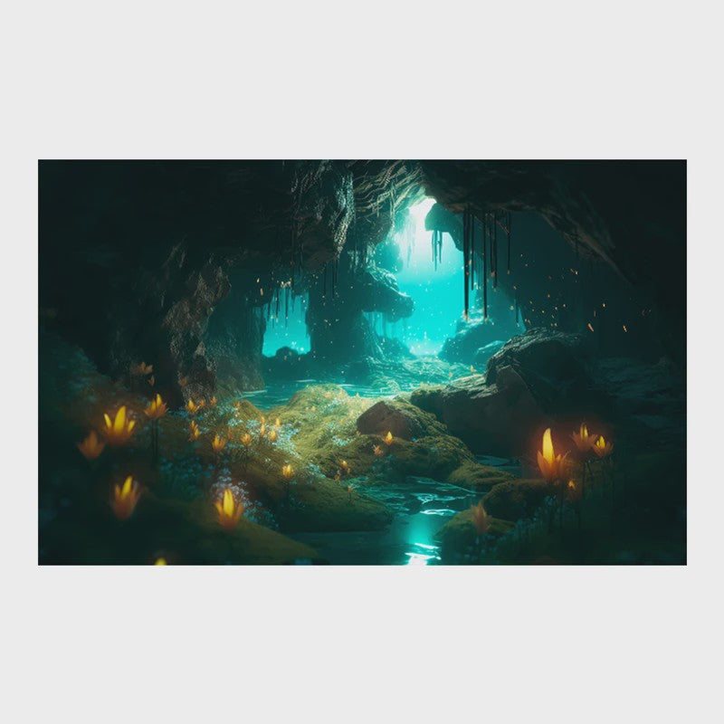 3D Aquarium Achtergrond Poster - Onderwater Grot Landschap Decor