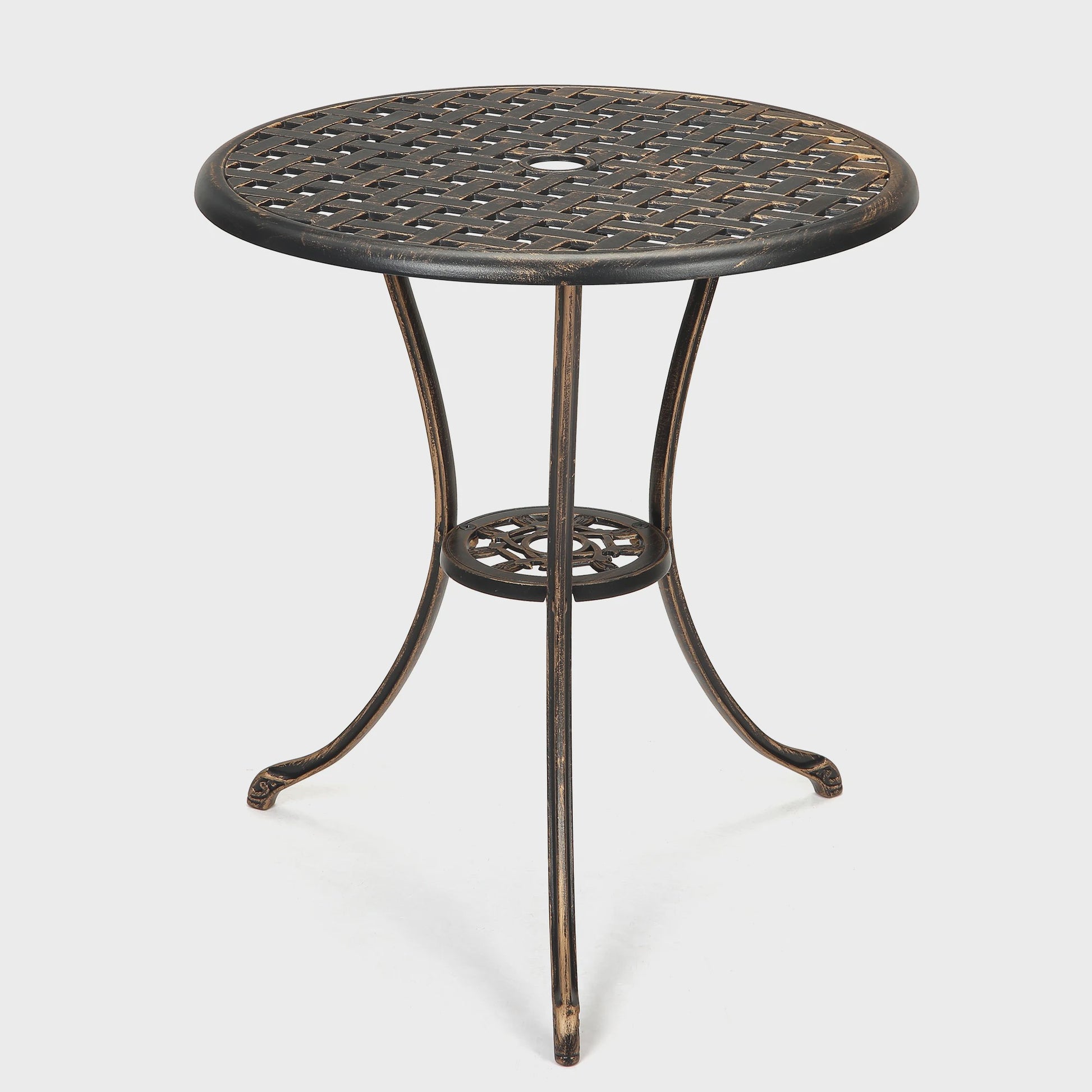 60cm Gietijzeren Bistro Tafel met Paragolhouder - Perfect voor Tuin, Terras & Balkon
