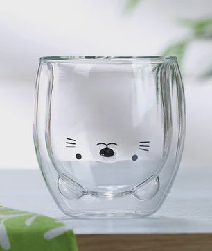 Dubbelwandige Glazen Mok met Schattige Dierenprint - Koffie & Theeglas