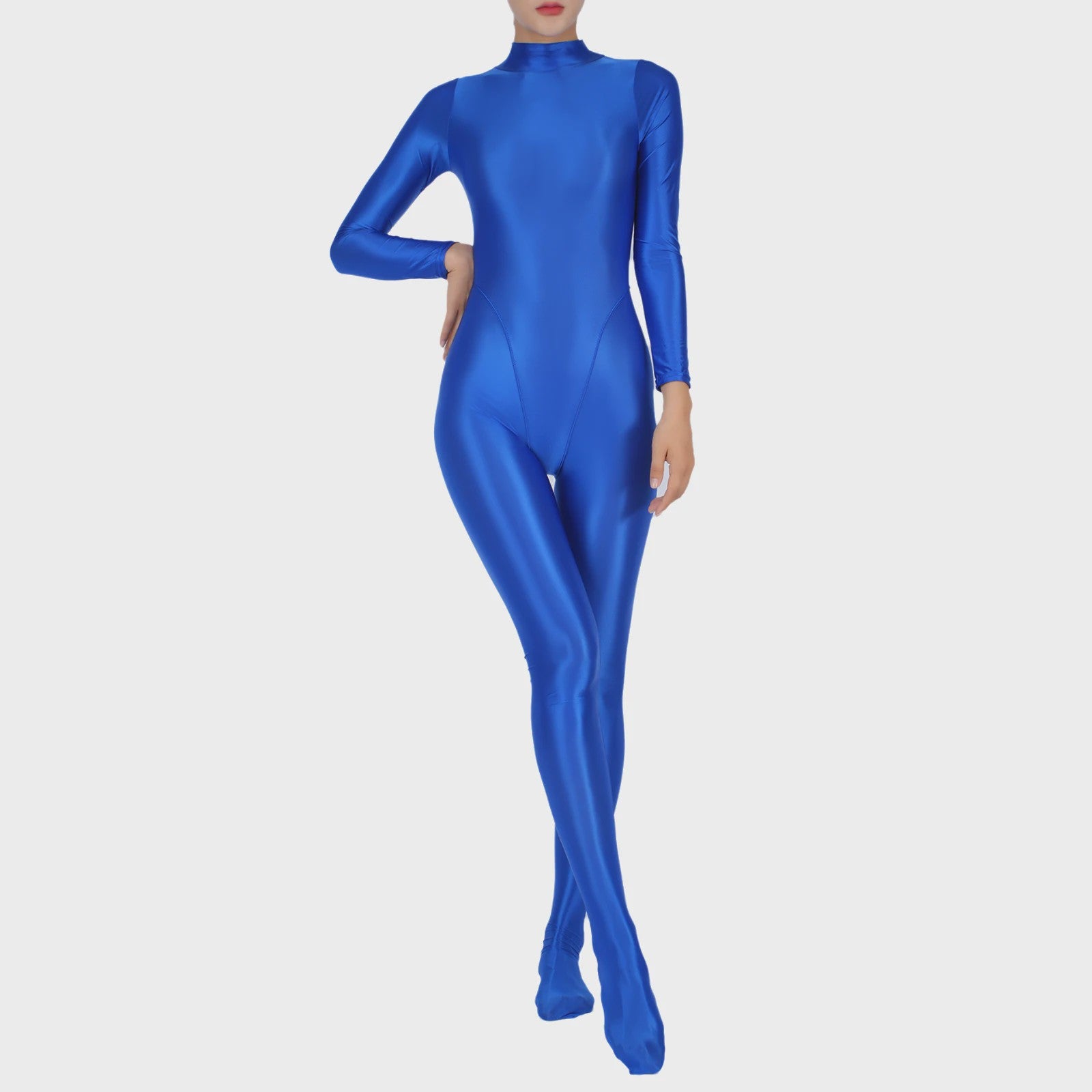 Dames Full Body Jumpsuit met Voetjes - Lange Mouwen, Strakke Sport Bodysuit voor Yoga & Gym