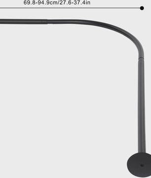 Verstelbare L-vormige Douchegordijnroede Zwart - 70-95 x 105-165 cm - Hoekstang voor Douchecabine en Bad