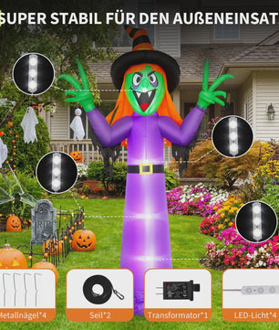 Opblaasbare Halloween Heks 360cm - Grote Tuindecoratie met Verlichting