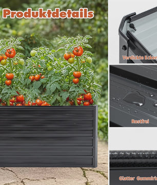 Verhoogd Metalen Tuinbed 190x90x64cm - Zwaar Uitvoering, Roestvrij & Waterdicht