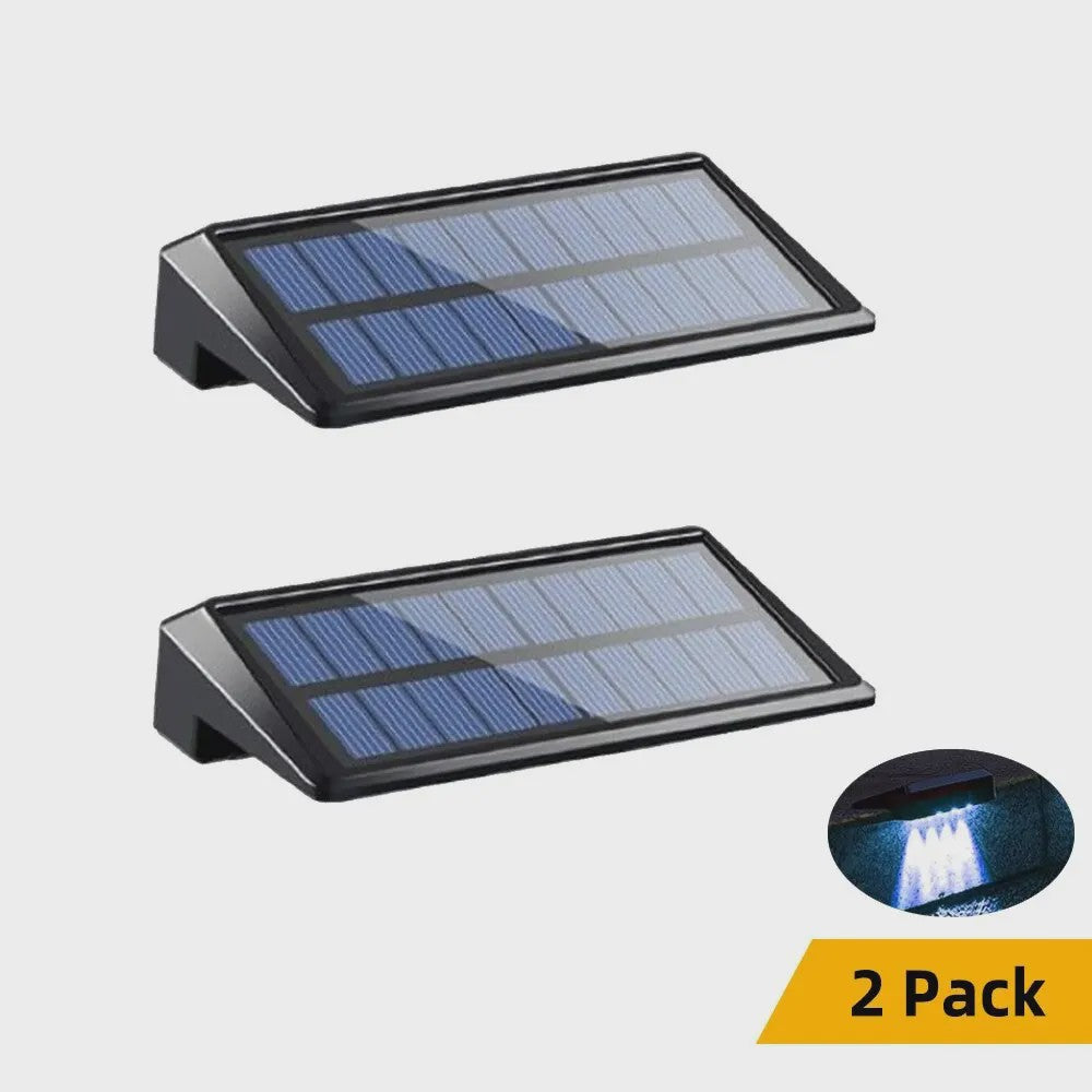 2x Solar Wandlampen 4 LED - Waterdicht Buitenlicht voor Hek, Tuin & Pad