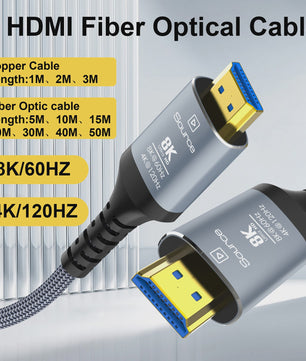 8K HDMI 2.1 Fiber Optic Kabel - 8K60Hz, 4K120Hz, Dynamic HDR, eARC, HDCP 2.3