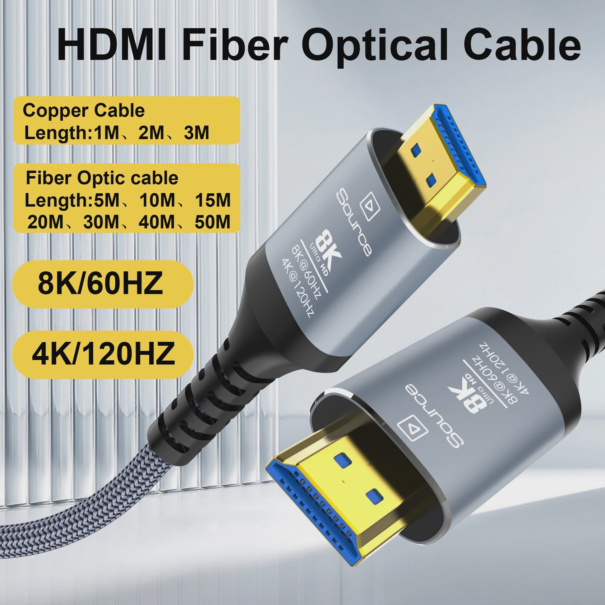 8K HDMI 2.1 Fiber Optic Kabel - 8K60Hz, 4K120Hz, Dynamic HDR, eARC, HDCP 2.3