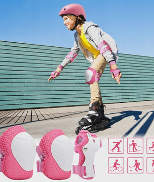 Kinder Helm & Beschermers Set Roze - Verstelbaar voor Fiets, Skateboard, Scooter