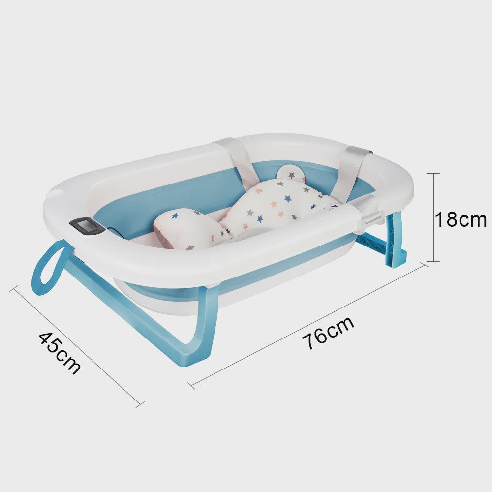 Opvouwbaar Babybadje met Thermometer & Badmat - 0-36 Maanden