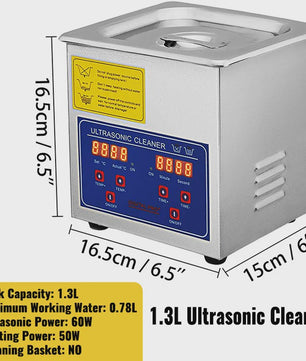 1.3L Ultrasone Reiniger met Digitale Timer - Krachtige & Draagbare Ultrasone Schoonmaakmachine voor Sieraden, Brillen & Meer