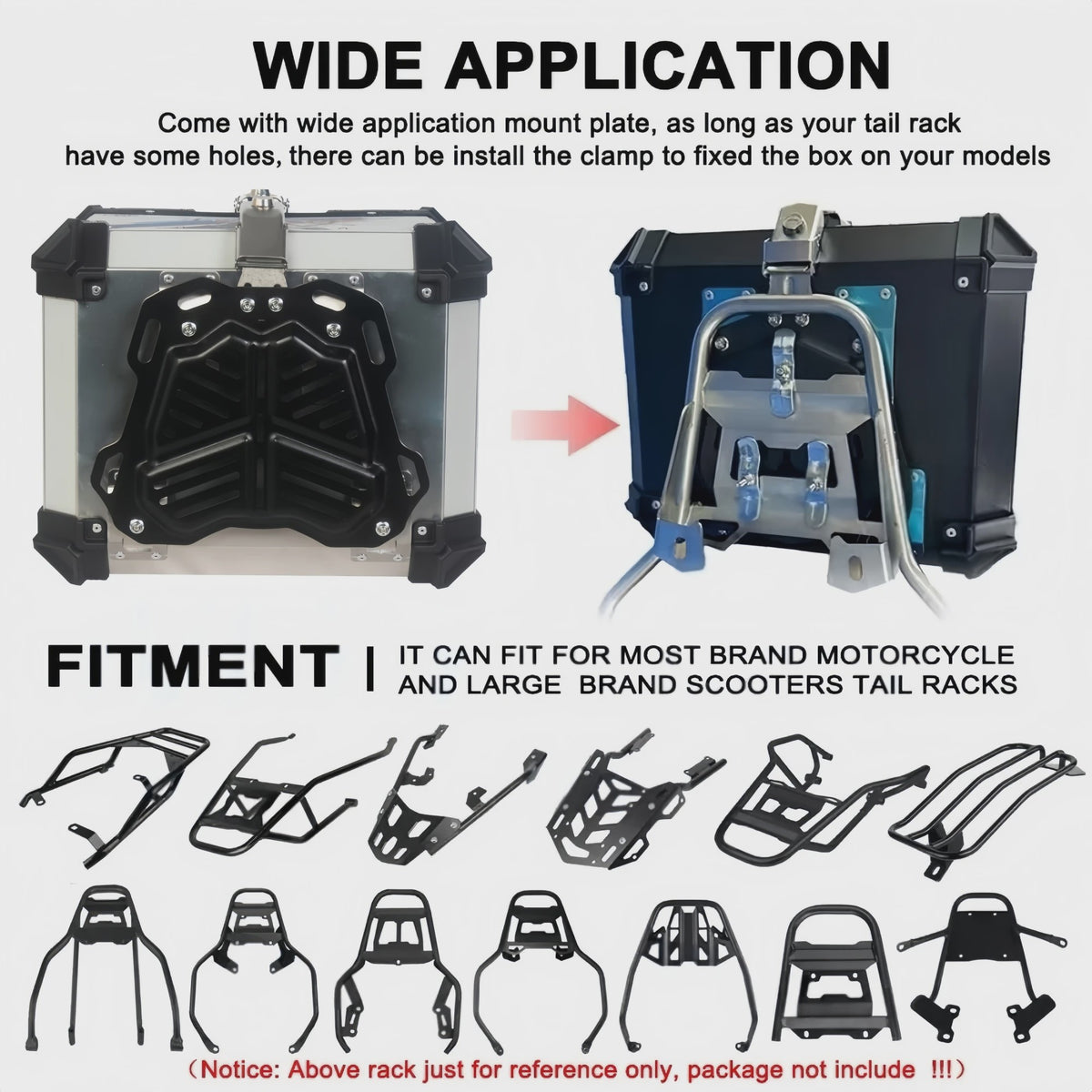 Universele Motor Topcase Aluminium Bagagekoffer - 45L/55L/65L - Quick-Lock