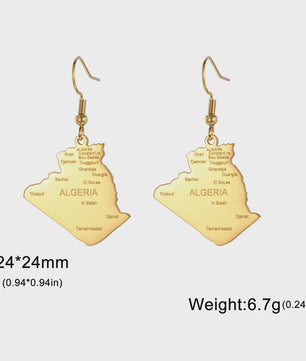 Algerije Kaart Ketting & Sleutelhanger Set - Roestvrij Staal, Stijlvolle Afrikaanse Sieraden