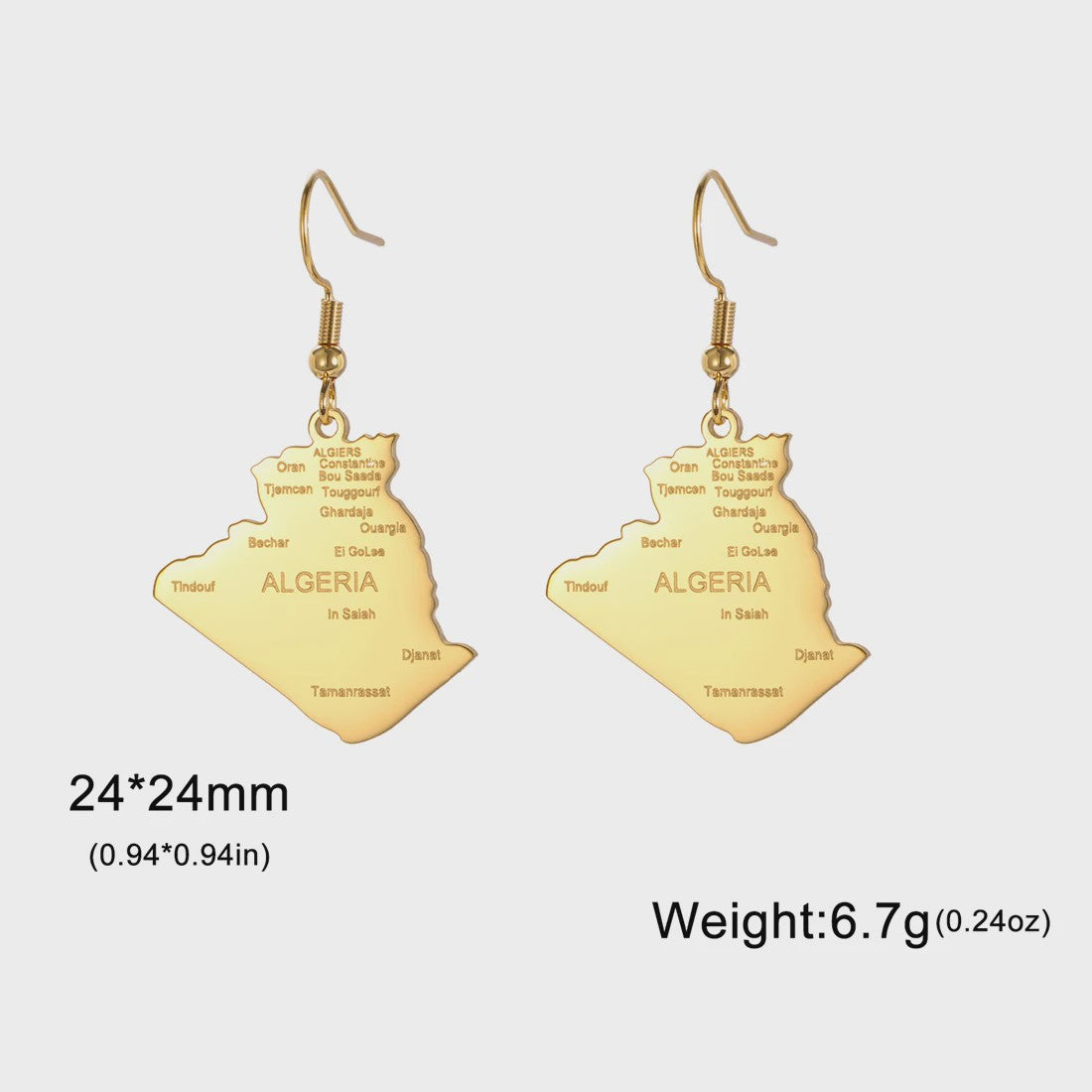 Algerije Kaart Ketting & Sleutelhanger Set - Roestvrij Staal, Stijlvolle Afrikaanse Sieraden
