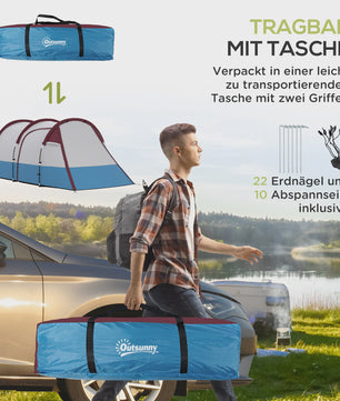 Outsunny Tunnel Tent voor 2 Personen met Luifel - Ideaal voor Camping & Tuin