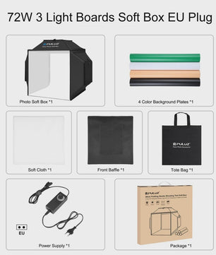 Puluz 40cm Fotostudio Lightbox Softbox Kit met 4 Kleuren Achtergronden - Opvouwbaar
