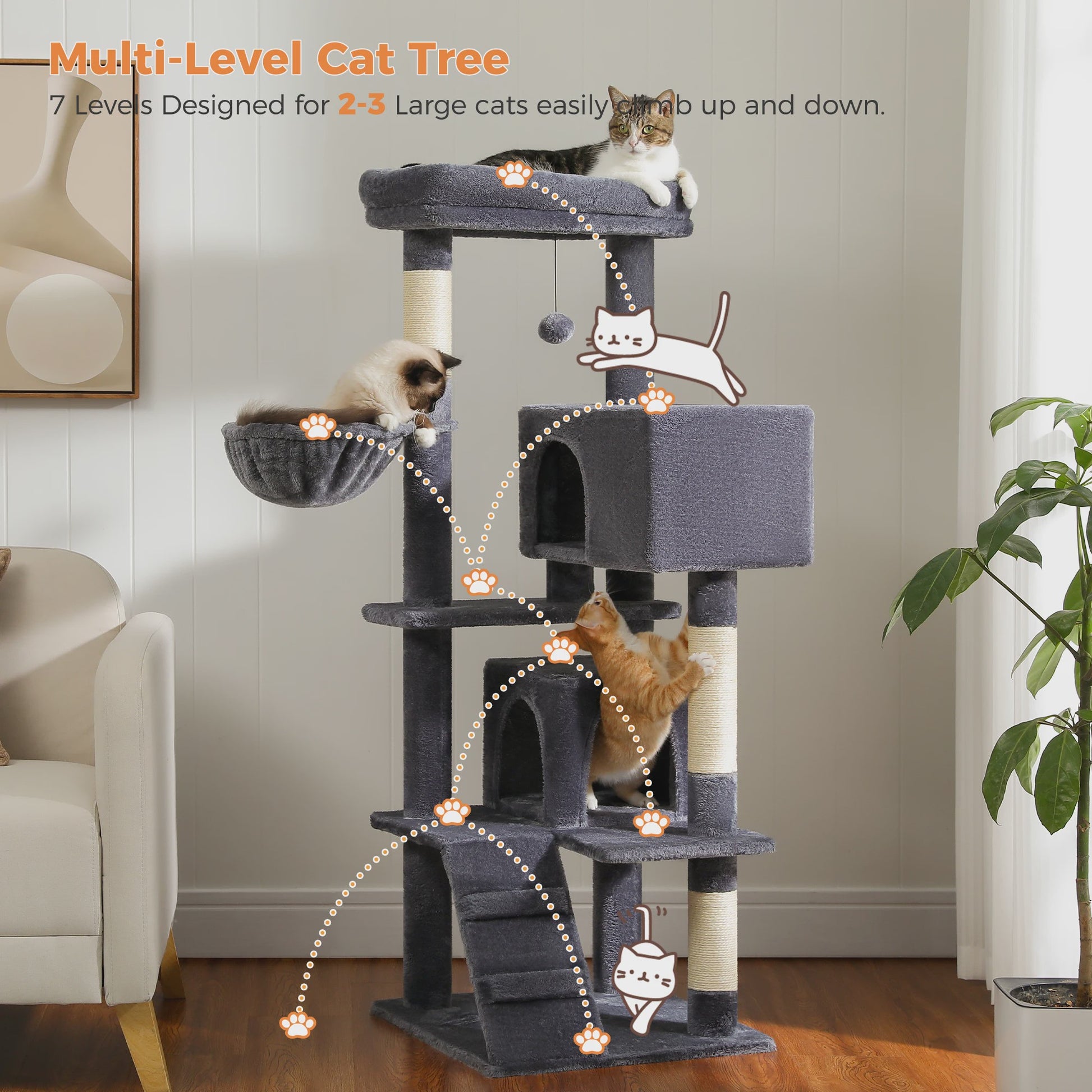 Luxe Kattenboom met Krabpalen, Hangmat en Knusse Condo - Grote Katten Toren