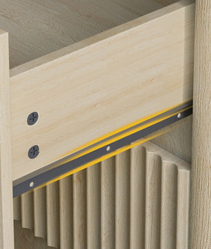 Eiken Nachtkastje met 3 Lades, Goudkleurige Handgrepen en Soft-Close Systeem - 58x38x64 cm