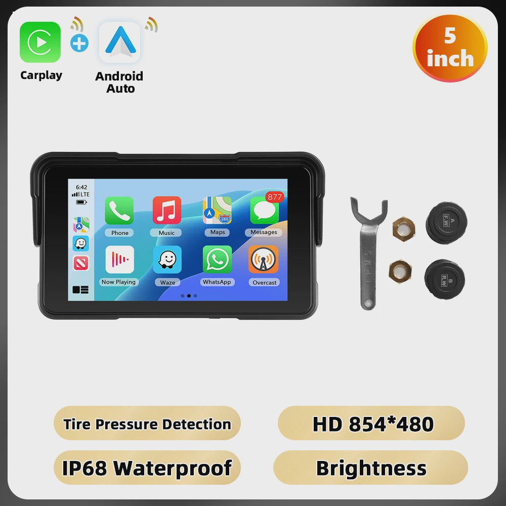 5" Motorcycle Smart Screen met CarPlay & Android Auto - Waterdicht & Bluetooth
