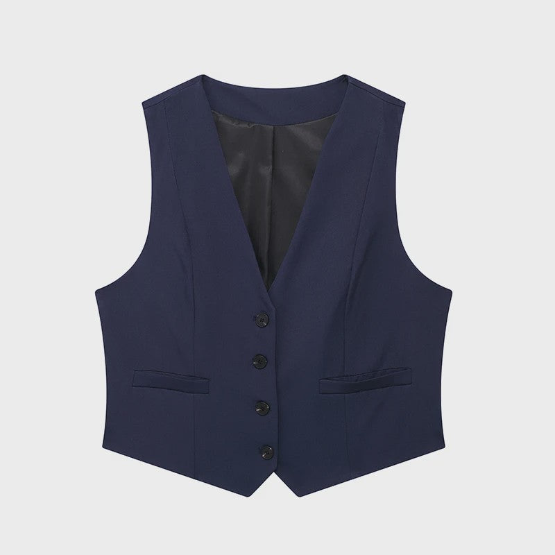 Chic Dames Vest - Vintage Mouwloos Single-Breasted Gilet voor een Stijlvolle Look