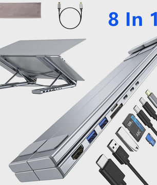 8-in-1 USB-C Laptop Stand & Docking Station - Universele Hub met HDMI & PD
