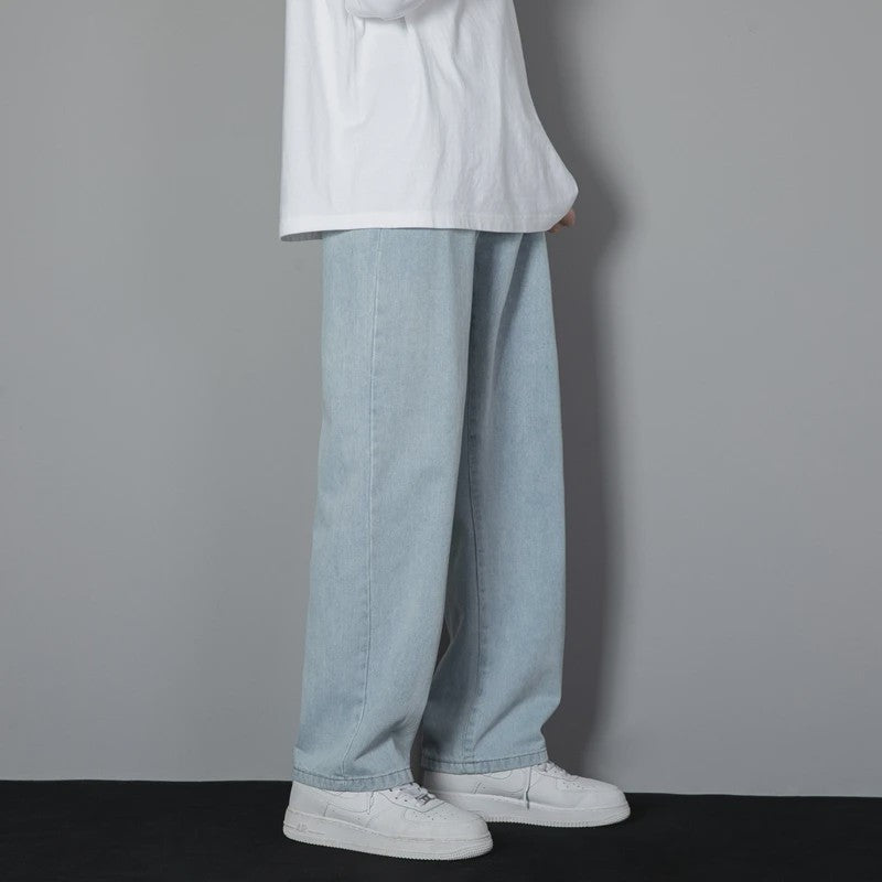 Klassieke Heren Jeans met Wijde Pijpen - Casual Denim Broek in Lichtblauw, Grijs & Zwart