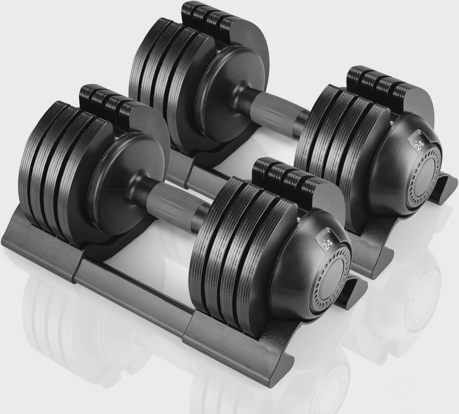Verstelbare Dumbbells Set 1.5-24 kg met 5 Gewichtsniveaus - Compact en Efficiënt Trainen