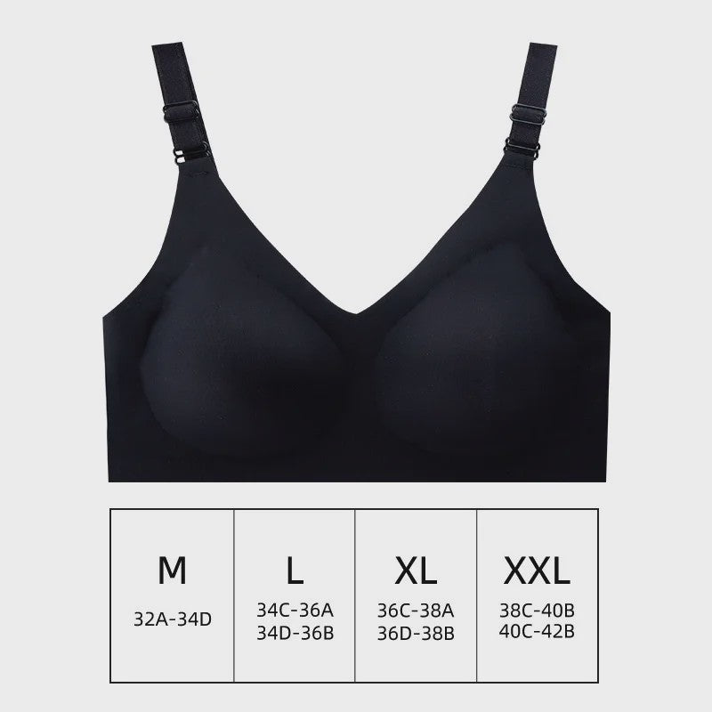 Comfortabele Naadloze Dames Bh - Zacht, Draadloos & Push-Up Effect met Diepe V-hals - Jelly Kleuren