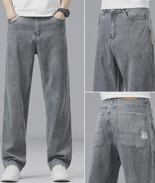 Luchtige Lyocell Heren Jeans - Zomer Broek met Loose Fit & Elastische Taille