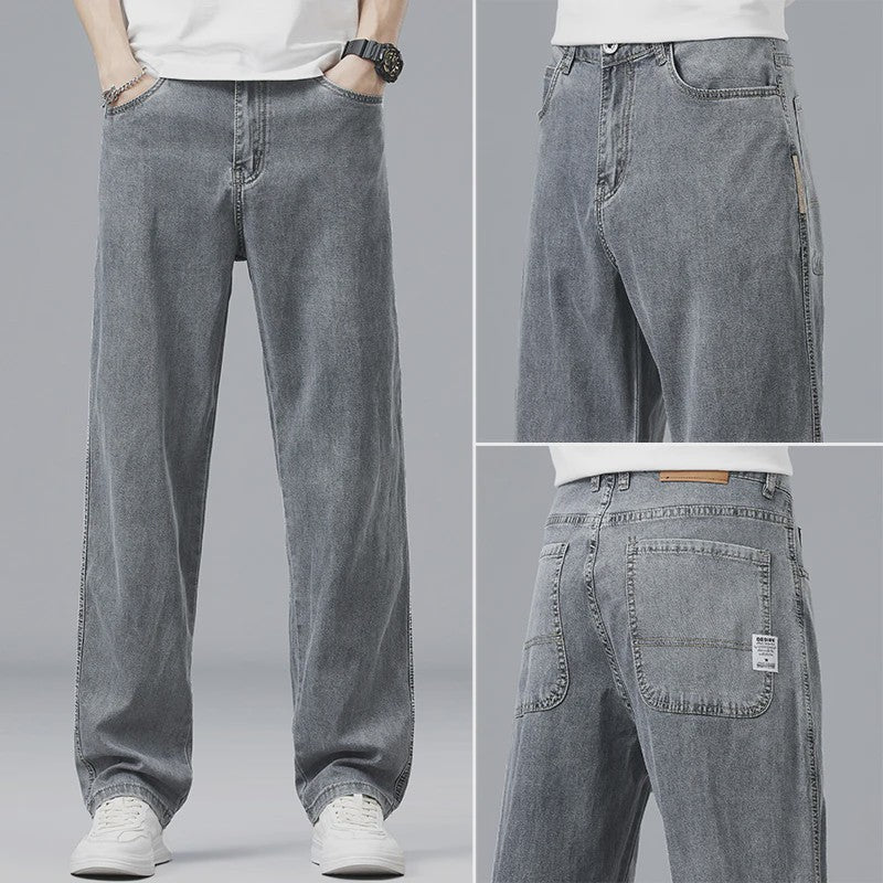 Luchtige Lyocell Heren Jeans - Zomer Broek met Loose Fit & Elastische Taille
