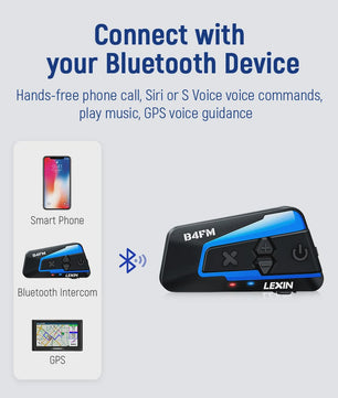 Lexin B4FM-X Bluetooth Motor Intercom Headset voor 10 Rijders met Muziek Delen