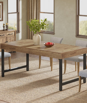 Industriële Eettafel voor 4-6 Personen - 140 cm Houtlook met Zwart Metaal