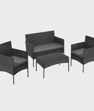 Luxe Rotan Tuinmeubelset: 2 Fauteuils, 1 Bank & Salontafel - Weerbestendig voor Balkon & Tuin