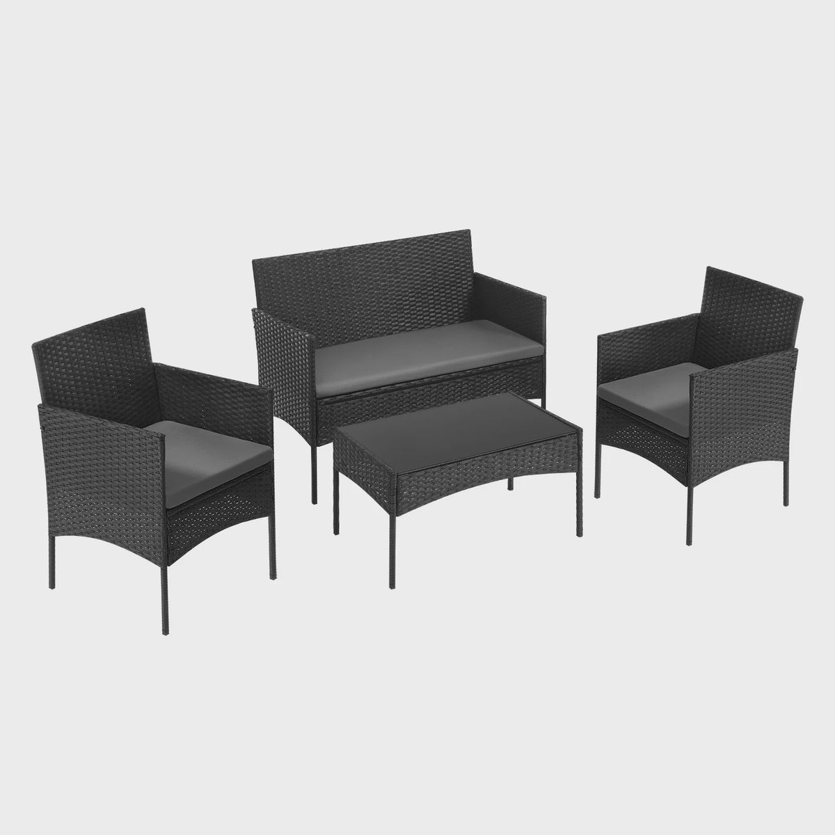 Luxe Rotan Tuinmeubelset: 2 Fauteuils, 1 Bank & Salontafel - Weerbestendig voor Balkon & Tuin