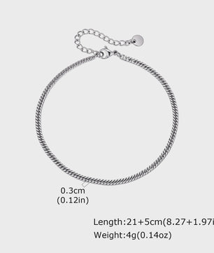 3mm Miami Cuban Ketting Enkelbandje voor Dames | Roestvrij Staal Stapelbaar