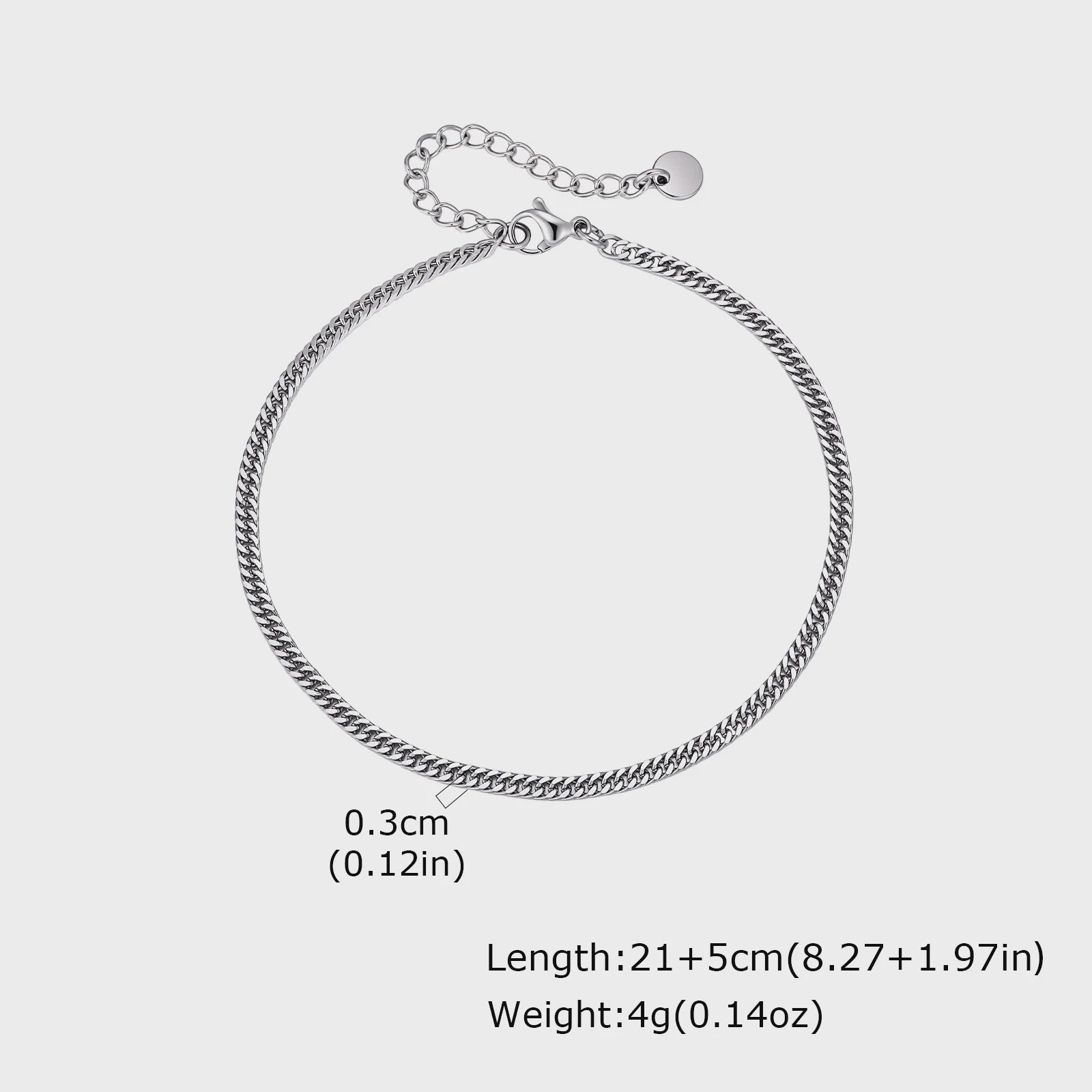 3mm Miami Cuban Ketting Enkelbandje voor Dames | Roestvrij Staal Stapelbaar