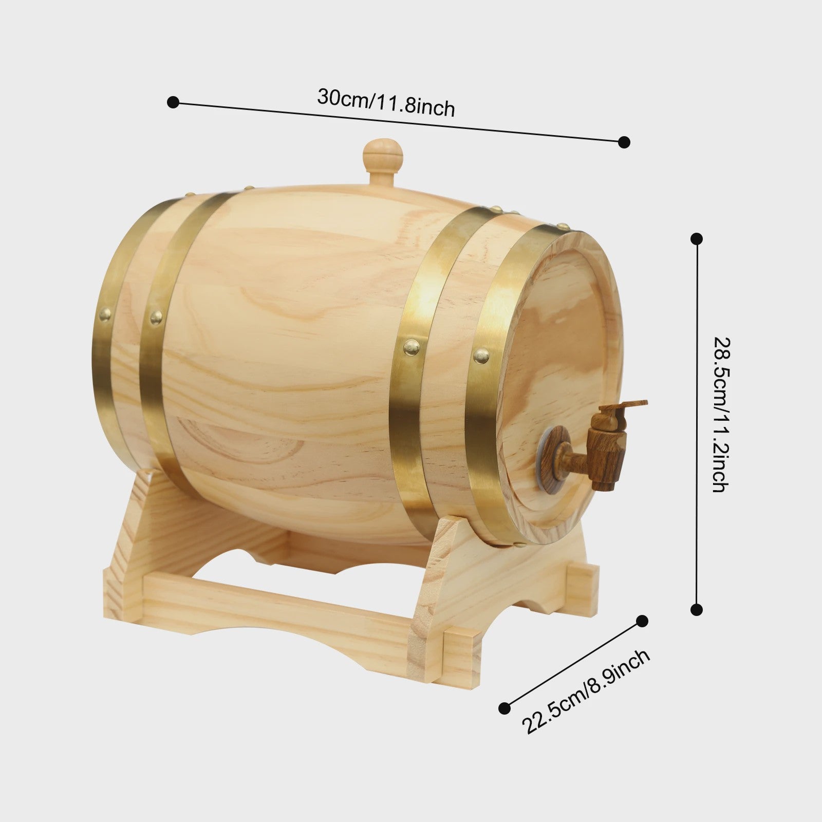 Eikenhouten Wijnvat 3L/5L met Tap & Standaard - Perfect voor Whisky, Wijn of Rum