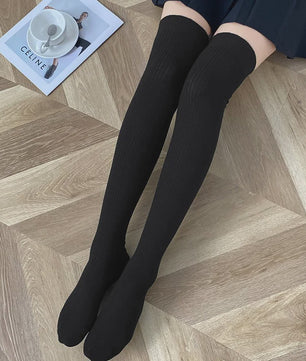 Dames Hoge Sokken Wol Blend - Ribgebreid, Warm & Zacht voor de Winter
